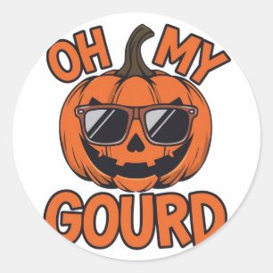 Pegatina Redonda Cool Jack O Lantern con gafas de sol - Oh My Gourd