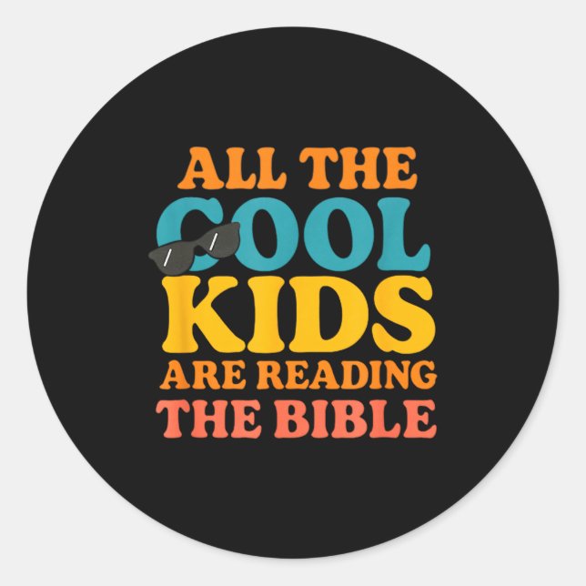 Pegatina Redonda Cool Kids Are Reading The Bible  (Anverso)
