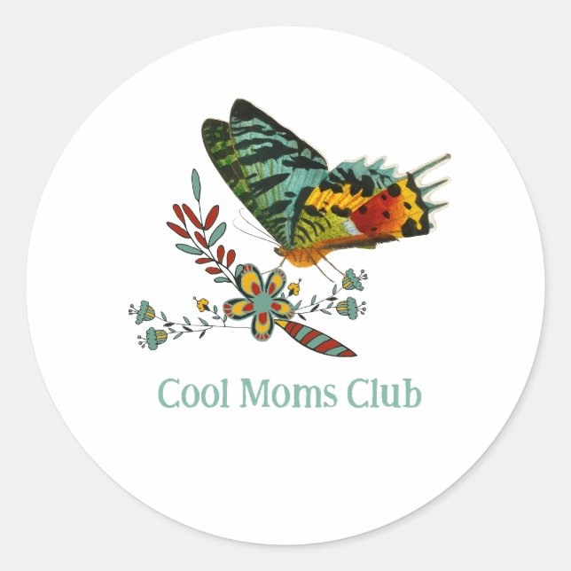 Pegatina Redonda Cool Moms Club Butterfly club (Anverso)