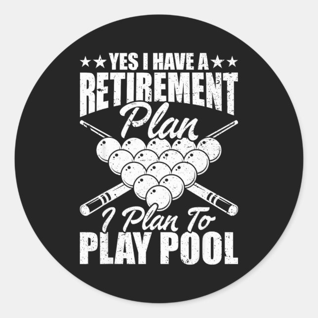 Pegatina Redonda Cool Ol Design For Men Women Billiards Lover Ol Pl (Anverso)