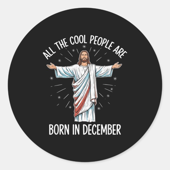 Pegatina Redonda Cool People December Birthday Sritual Theme  (Anverso)