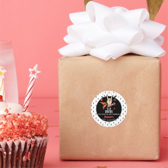 Pegatina Redonda Cool Punk Rockstar Any Age Birthday  (Fiesta)