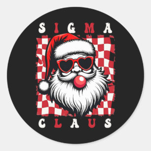 Pegatina Redonda Cool Santa Rizz Feliz Rizzmas Chistes Sigma Navida