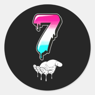 Pegatina Redonda Cool Six Seven 6 7 Meme Gen Alpha jerga Disfraz Ma