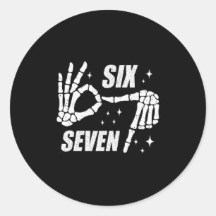 Pegatina Redonda Cool Six Seven Número Gen Alpha jerga 6 7 Tendenci