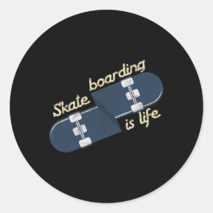 Pegatina Redonda Cool Skater Skateboarding Es Vida Skateboard
