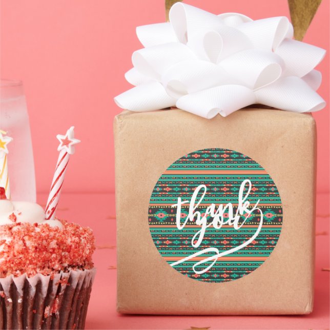 Pegatina Redonda Cool tribal ethnic geometric pattern (Fiesta)