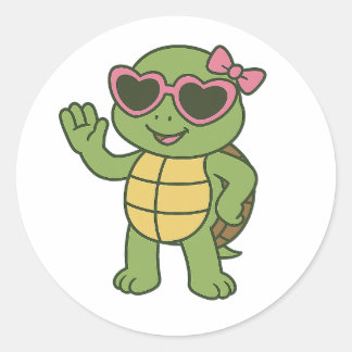 Pegatina Redonda Cool turtle with sunglasses