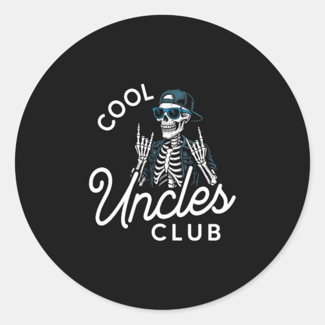 Pegatina Redonda Cool Uncles Club Shirt Funny Skeleton Men Uncle  (Anverso)