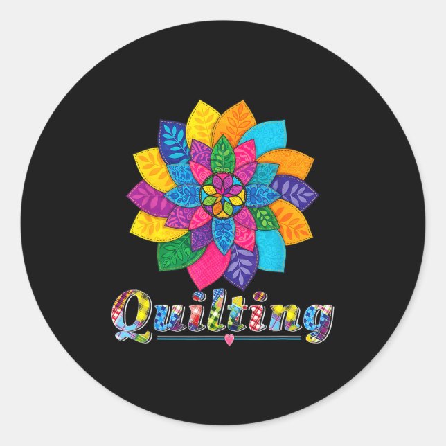 Pegatina Redonda Cool Women Quilting Sewing Love Quilt Patterns Qui (Anverso)