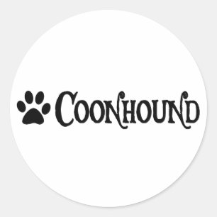 Pegatina Redonda Coonhound (estilo pirata con huella dactilar)