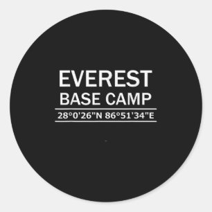 Pegatina Redonda Coordenadas del campamento base del Mt Everest