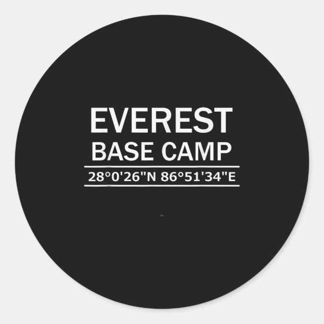 Pegatina Redonda Coordenadas del campamento base del Mt Everest  (Anverso)