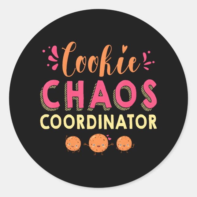 Pegatina Redonda Coordinador de Cookie Chaos Funny Camping Scouts (Anverso)