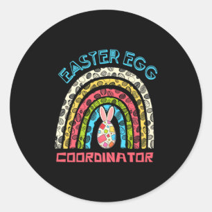 Pegatina Redonda Coordinador de Huevo de Pascua Divertido Chicos Ch