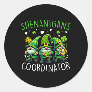 Pegatina Redonda Coordinador de Shenanigans Día de los Patrocinador