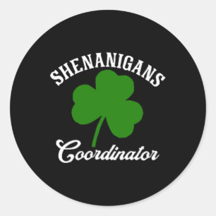 Pegatina Redonda Coordinador de Shenanigans Día de San Patricio