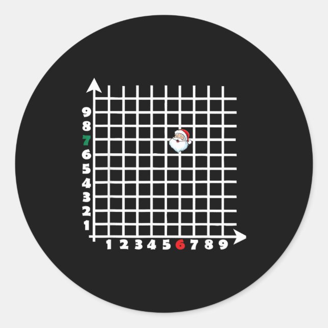 Pegatina Redonda Coordinate (6,7) Funny Math Teacher Christmas 67 M (Anverso)