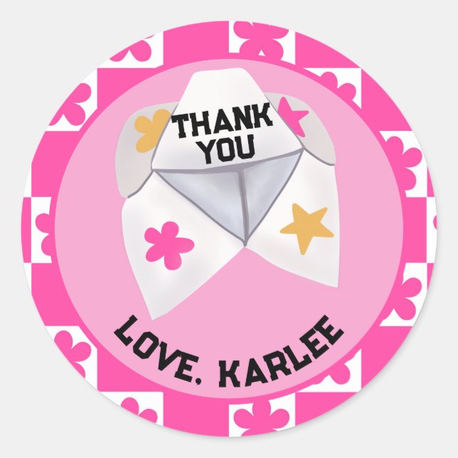 Pegatina Redonda Cootie Catcher del Retro 90 (Anverso)