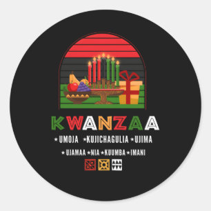 Pegatina Redonda Copa Africana Americana O Kwanzaa Kinara O Kwanzaa