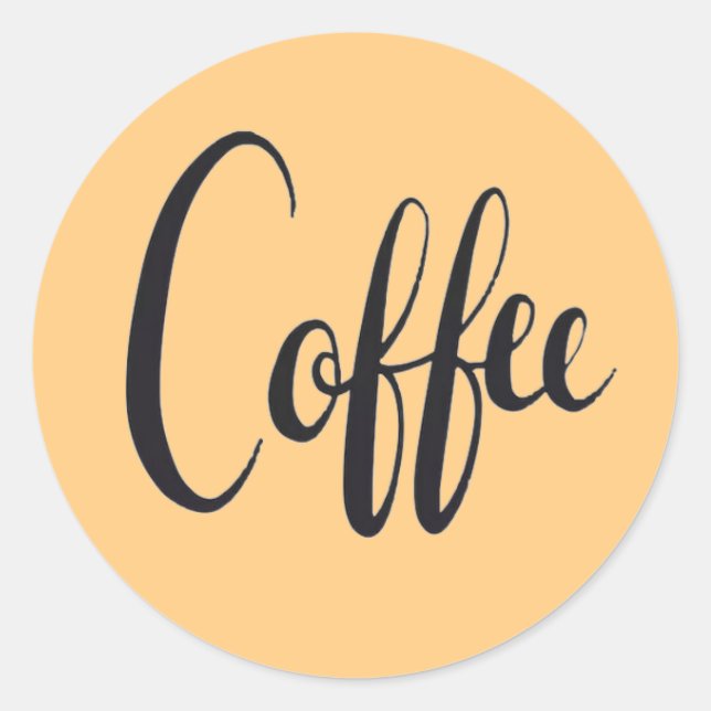 Pegatina Redonda Copa Café Textos Tienda Cafetería Negocios (Anverso)
