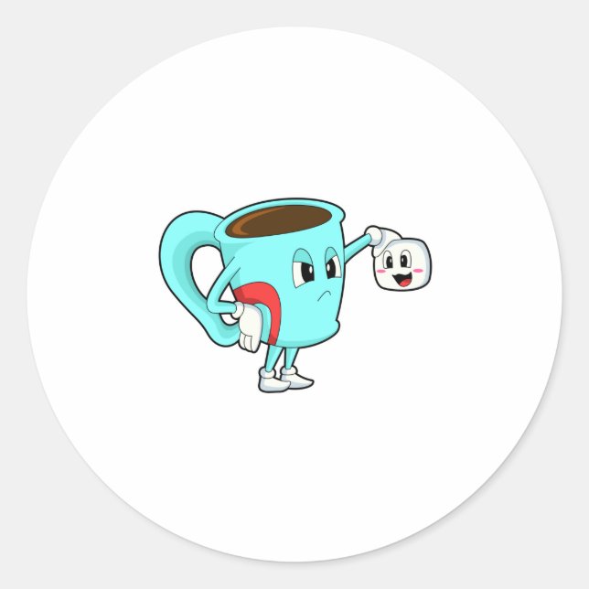 Pegatina Redonda Copa con café. (Anverso)