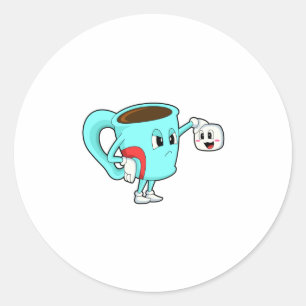 Pegatina Redonda Copa con café.