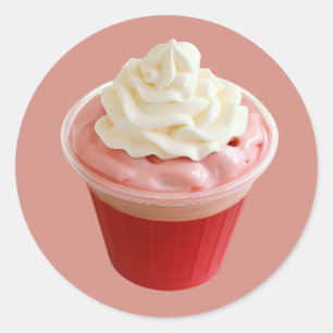 Pegatina Redonda Copa de postres de crema batida