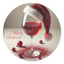 Copa de vino de cuadros rojos de Navidad con Santa