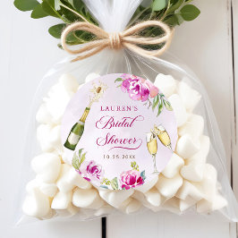 Pegatina Redonda Copa de Vino Floral Despedida de Soltera