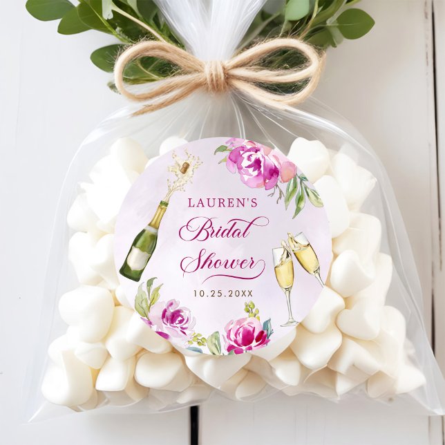 Pegatina Redonda Copa de Vino Floral Despedida de Soltera (Subido por el creador)