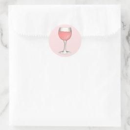 Pegatina Redonda Copa de vino rosado rosa claro Viñedo Despedida de