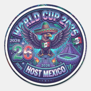 Pegatina Redonda Copa Mundial 2026 Anfitrión Norteamérica México