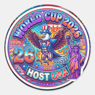 Pegatina Redonda Copa Mundial 2026 Anfitrión Norteamérica USA