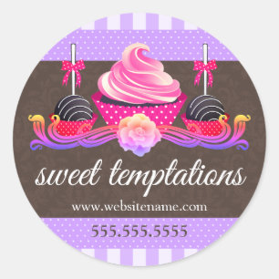Pegatina Redonda Copas de pastelería y repostería