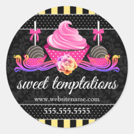 Pegatina Redonda Copas de pastelería y repostería