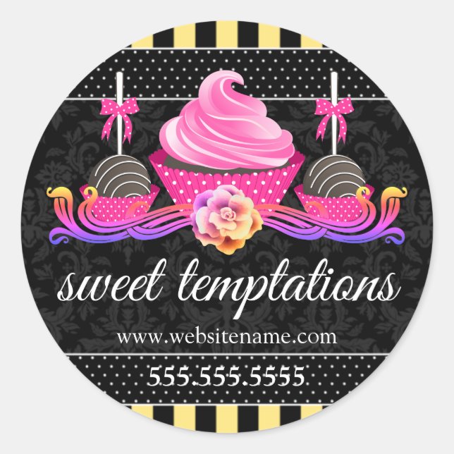 Pegatina Redonda Copas de pastelería y repostería (Anverso)