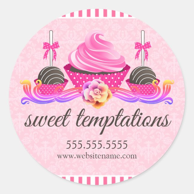 Pegatina Redonda Copas de pastelería y repostería (Anverso)