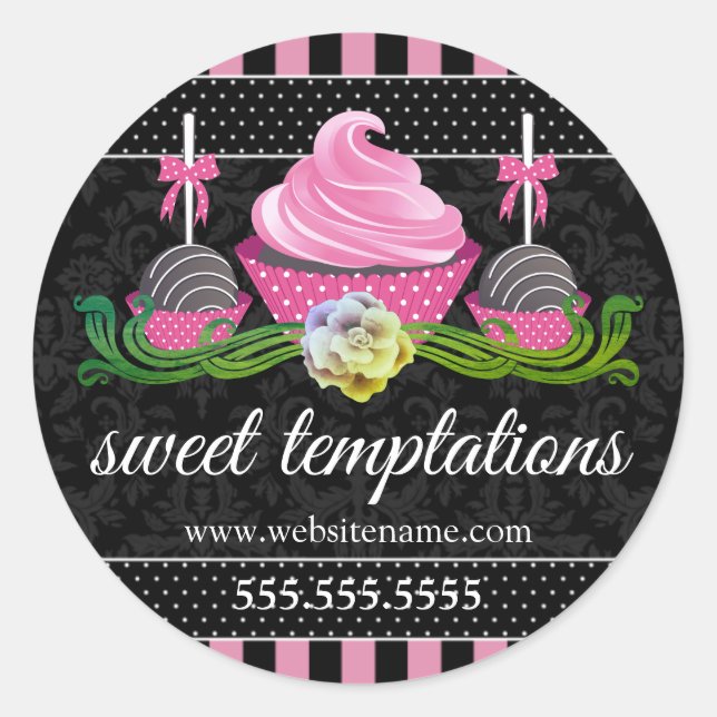 Pegatina Redonda Copas de pastelería y repostería (Anverso)