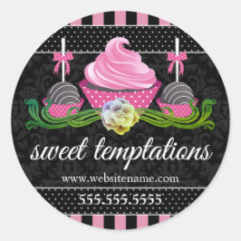 Pegatina Redonda Copas de pastelería y repostería
