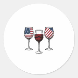 Pegatina Redonda Copas de vino patrióticas diseño de camiseta vecto