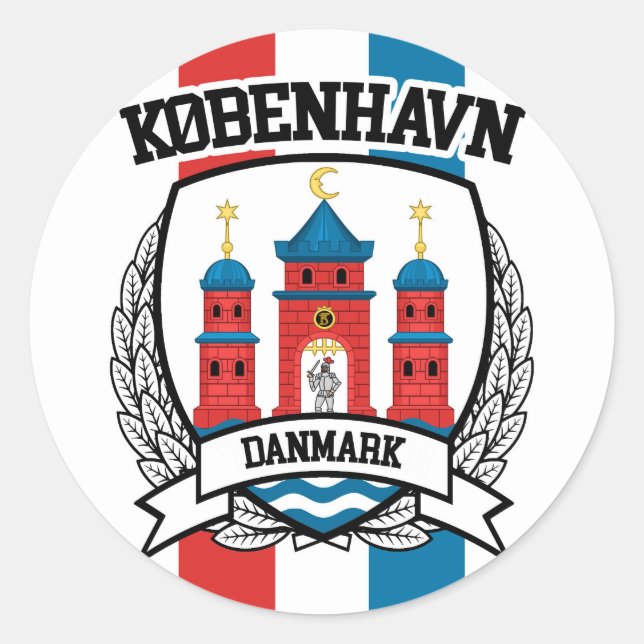 Pegatina Redonda Copenhague (Anverso)