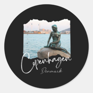 Pegatina Redonda Copenhague Dinamarca