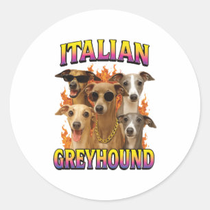 Pegatina Redonda Copia de Galgo Italiano