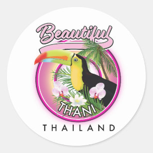 Pegatina Redonda Copia de la bella Thani Tailandia