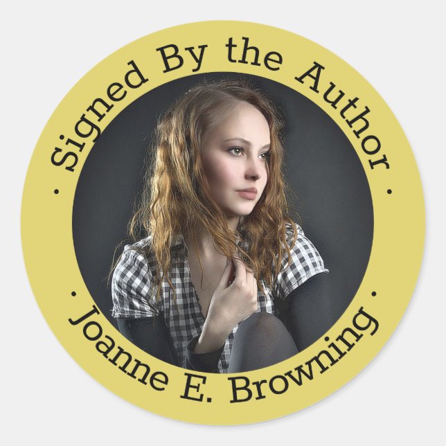 Pegatina Redonda Copia firmada Autor Libro Firma Escritor Foto Oro (Anverso)