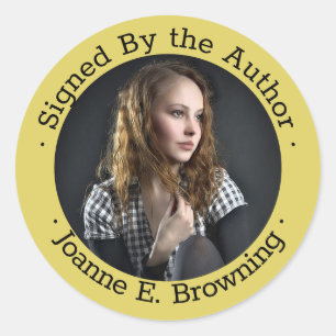 Pegatina Redonda Copia firmada Autor Libro Firma Escritor Foto Oro