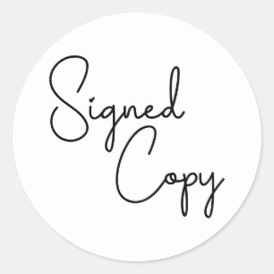 Pegatina Redonda Copia firmada de corazón blanco y negro