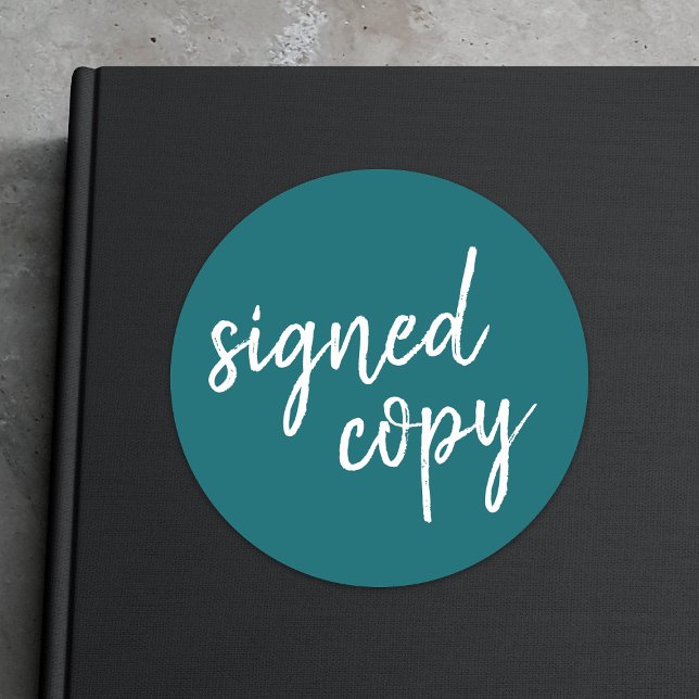 Pegatina Redonda Copia firmada | Firma de libros Verde azulados mod (Subido por el creador)