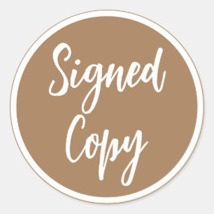 Pegatina Redonda Copia firmada por el autor firma de libros